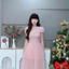 DX_Đầm váy dài, đầm dài Ren hoa nổi phối lưới cao cấp cổ kín thanh lịch - sang trọng đi tiệc