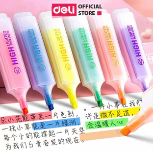 Bút highlight đánh dấu nhớ dòng pastel Deli dạ quang nhiều màu tiện dụng học sinh văn phòng nhanh khô chất lượng cao