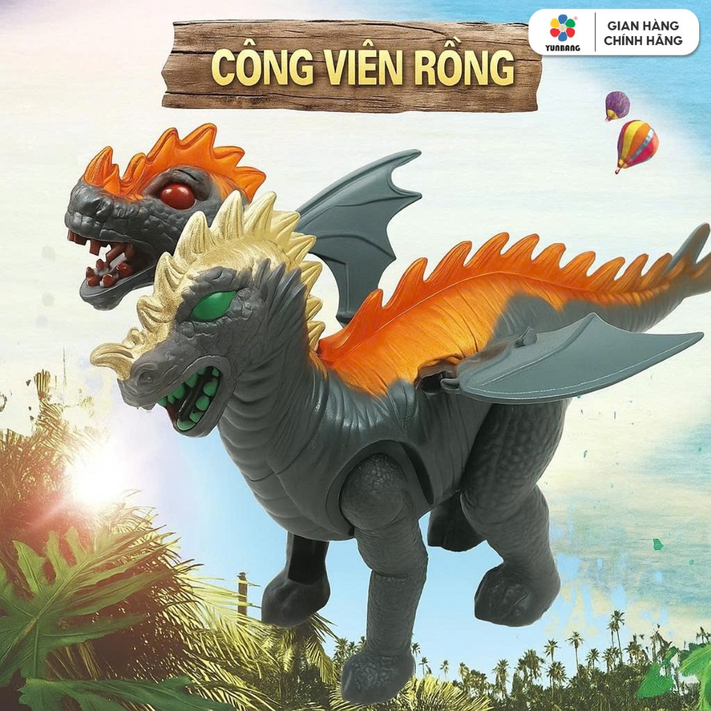 Đồ chơi khủng long 2 đầu có âm thanh phun lửa cho bé, Mô hình chiến đấu