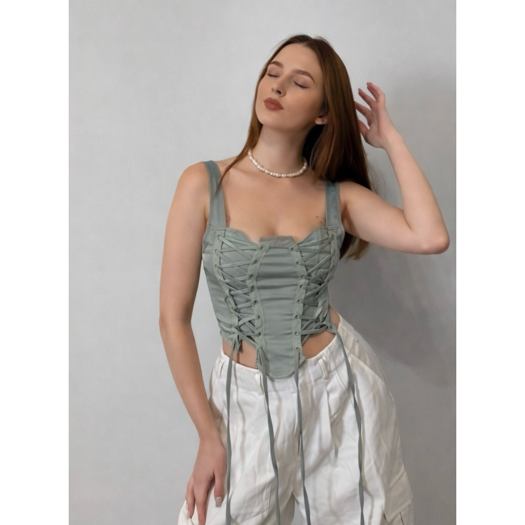 Cider | Áo corset rút dây chất thun lụa hàng full tag