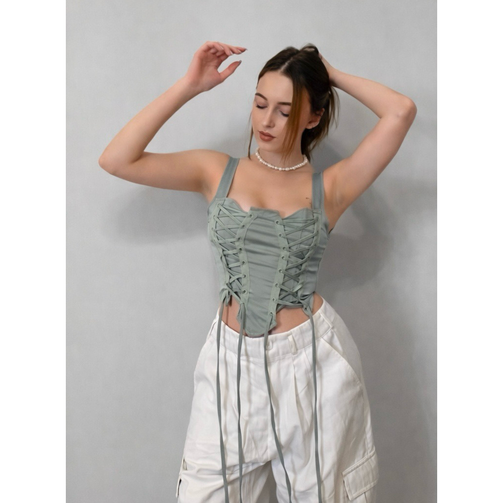 Cider | Áo corset rút dây chất thun lụa hàng full tag