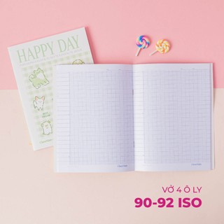Tập Học Sinh HAPPY DAY Classmate 96/200 Trang Kẻ 4 Ô Ly , Vở 4 Ô Li Size A5 Giấy Ăn Mực 60gsm Chống Loá Khi Ghi Chép