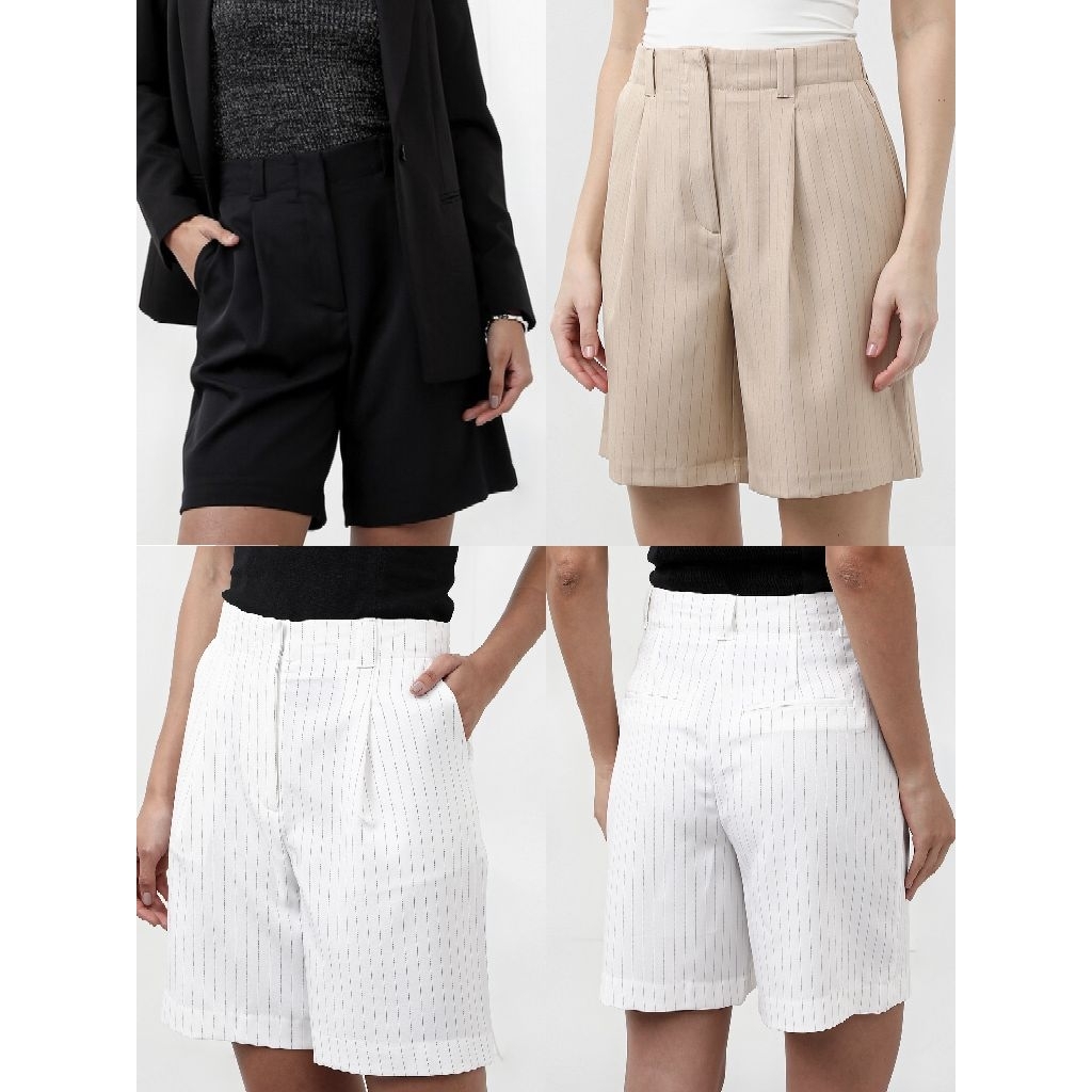 (BomoHouse) Quần short lửng kaki suông nữ lưng cao bigsize - dư xịn VNXK.