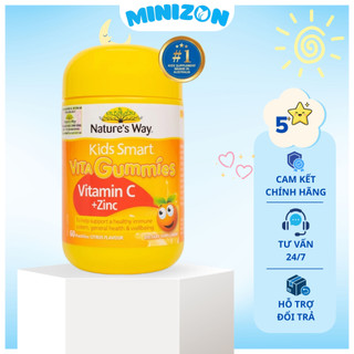Kẹo dẻo Nature's Way Kids Smart Vita Gummies Vitamin C + ZinC - Bổ sung kẽm và vitamin C tăng đề kháng cho bé (60 viên)