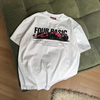 Áo Thun Hè Cổ Tròn Nam Nữ Tay Lỡ In Hình Ô Tô Four Basic, Chất Liệu Cotton Khô Mềm Mịn Thoáng Khí