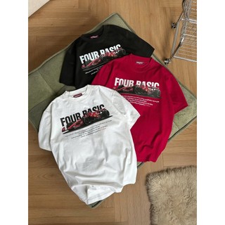 Áo Thun Hè Cổ Tròn Nam Nữ Tay Lỡ In Hình Ô Tô Four Basic, Chất Liệu Cotton Khô Mềm Mịn Thoáng Khí