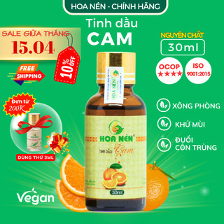 Tinh dầu Cam nguyên chất - Hoa Nén - Thơm dịu ngọt, kh.ử mùi, gi.ảm ẩm mốc, đuổi muỗi - 30ml