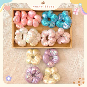 Scrunchie Cột Tóc Hình Phao Bông Hoa Hologram Ánh Kim Phong Cách Hàn Quốc Bánh Bèo Nàng Thơ Siêu Dễ Thương