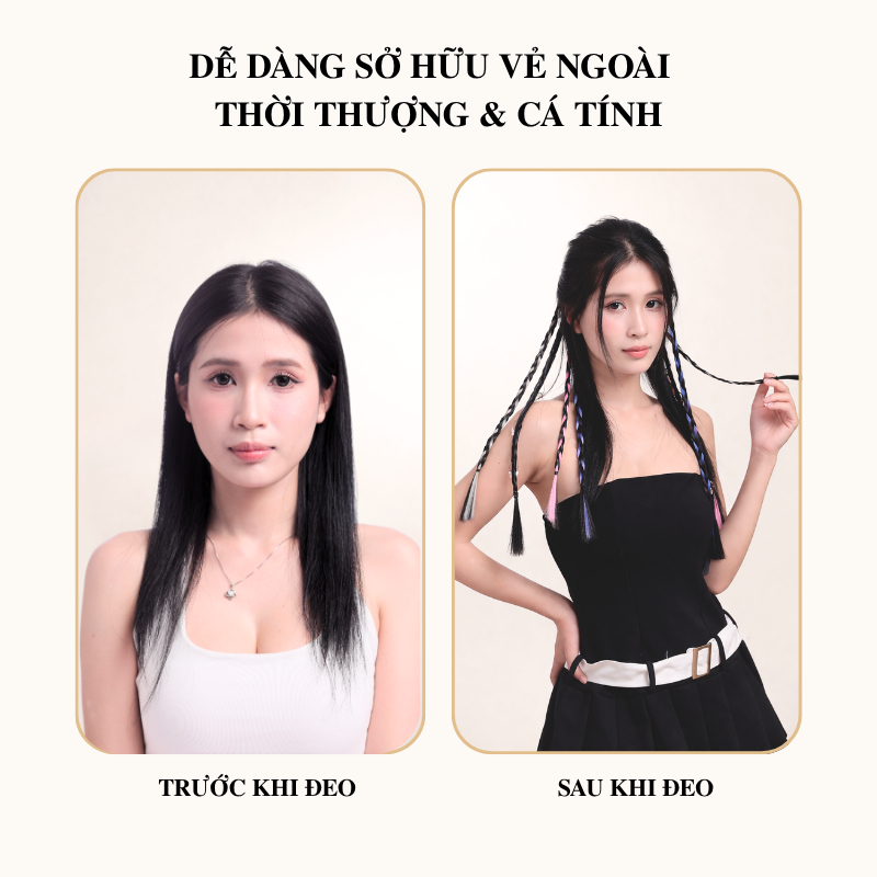 Tóc Giả Dreadlock Y2K MYA Dài 45cm,Dạng Kẹp Nối Ruy Băng, Kẹp Nhanh Phụ Kiện Tóc Cá Tính Đi Concert