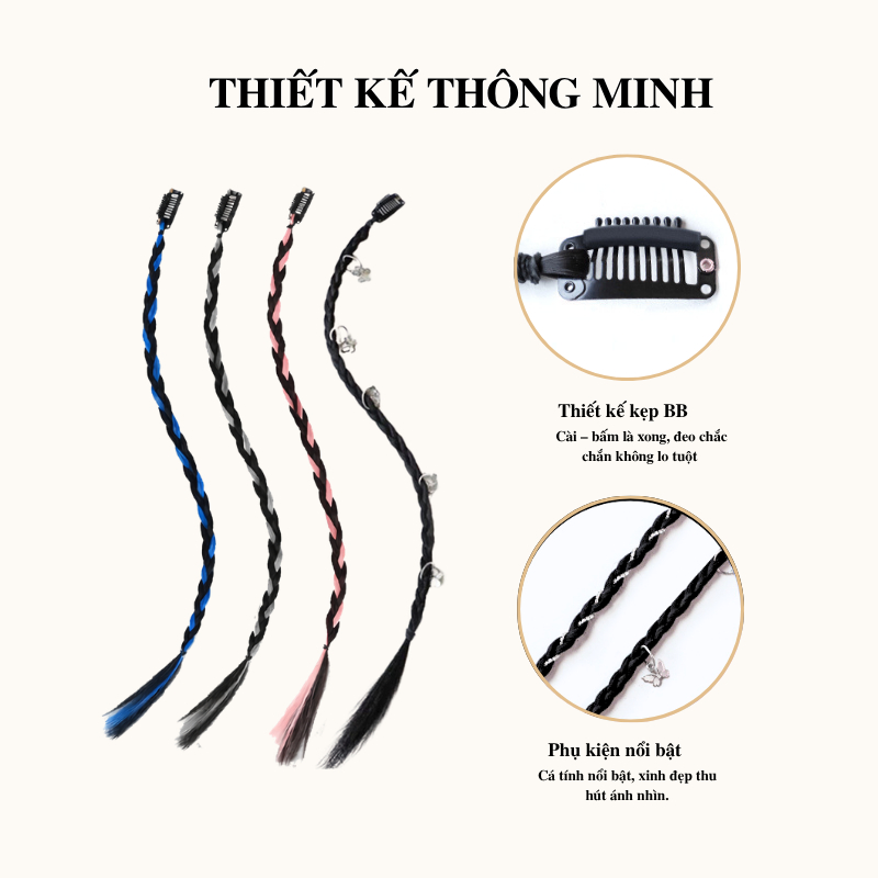 Tóc Giả Dreadlock Y2K MYA Dài 45cm,Dạng Kẹp Nối Ruy Băng, Kẹp Nhanh Phụ Kiện Tóc Cá Tính Đi Concert