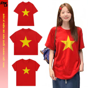 Áo Thun Yêu nước - CỜ ĐỎ SAO VÀNG - Vải Xịn Premium Cotton 250gsm - 2 Chiều Cổ Tròn
