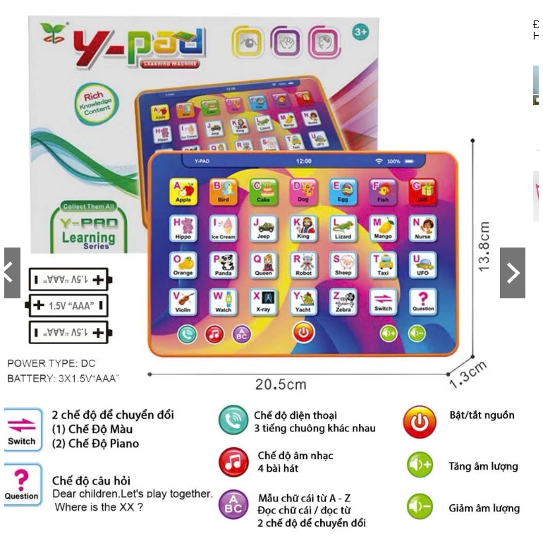 Đồ chơi Ipad, Điện thoại trò chơi thông minh cho bé - hỗ trợ học tập, giáo dục từ sớm TIẾNG VIỆT