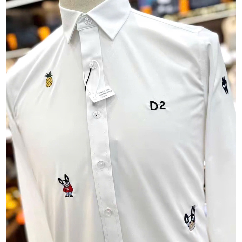 ⚡️[Hight Quality] Áo Sơ Mi Nam Nữ D1S White Shirts - Điểm Nhấn Chữ Thêu Nhỏ Phối Hoạt Họa Cao Cấp Loại 1