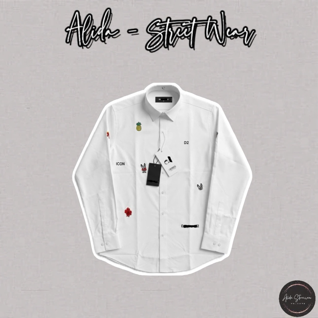 ⚡️[Hight Quality] Áo Sơ Mi Nam Nữ D1S White Shirts - Điểm Nhấn Chữ Thêu Nhỏ Phối Hoạt Họa Cao Cấp Loại 1