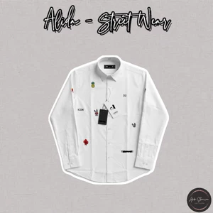 ⚡️[Hight Quality] Áo Sơ Mi Nam Nữ D1S White Shirts - Điểm Nhấn Chữ Thêu Nhỏ Phối Hoạt Họa Cao Cấp Loại 1