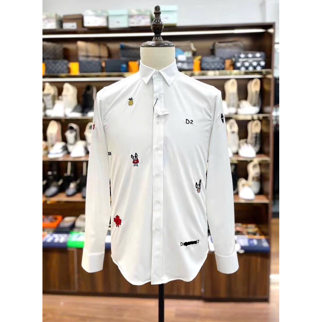 ⚡️[Hight Quality] Áo Sơ Mi Nam Nữ D1S White Shirts - Điểm Nhấn Chữ Thêu Nhỏ Phối Hoạt Họa Cao Cấp Loại 1