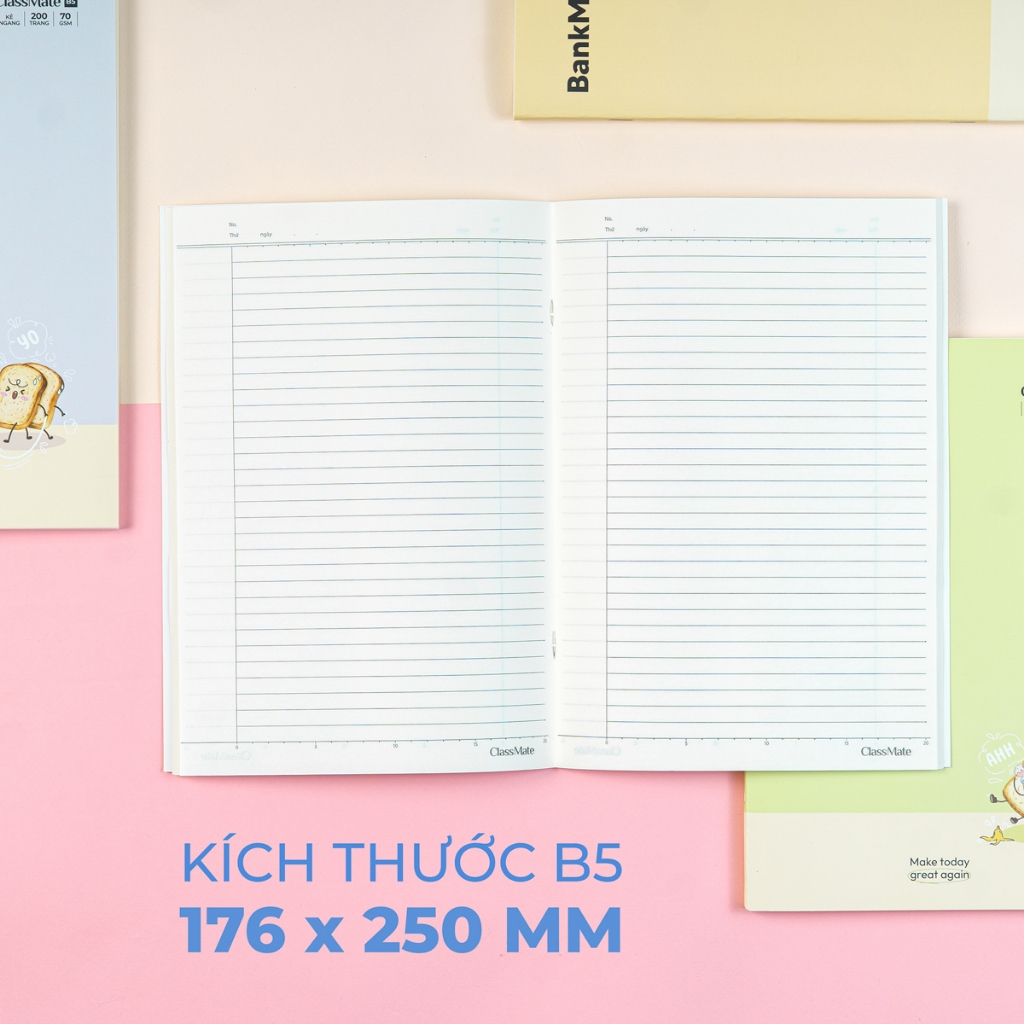 Vở Kẻ Ngang 200 Trang Classmate Quyển Vở B5, 70gsm Bìa BankMee Chống Nước Tập Sinh Viên Ghi Chép NB5-20-0343