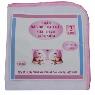 Set 10 khăn xô sữa Kipa 2, 3, 4 lớp siêu thấm - Khăn xô cotton mềm mại vệ sinh cho bé -Minizon Kids