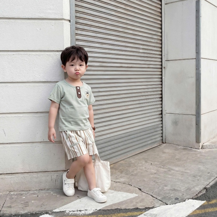 Set bộ cộc tay bé trai 1-6 tuổi Miniumbaby mix túi ngực in hình cún cute, chất cotton mềm mát SB2694