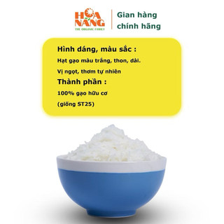 Gạo st25 hữu cơ Hoa Nắng vàng lúa chín nấu cháo cơm cho bé ăn dặm hộp 1kg