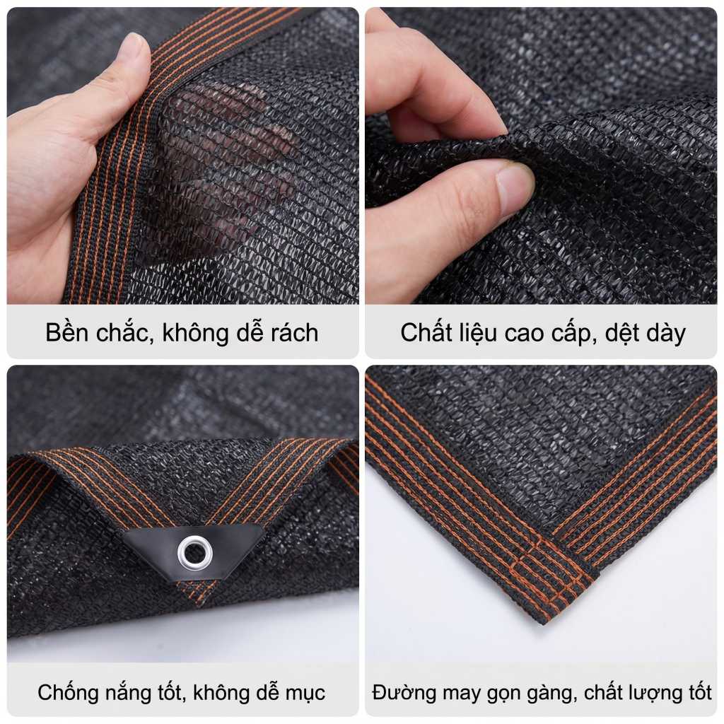Siêu Bền & Thoáng Khí! Bạt Che Nắng Ngoài Trời, Giảm Nhiệt, Dùng Ban Công/Sân Vườn, Tặng Dây, Màu Đen/Bnâu