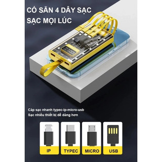 SẠC DỰ PHÒNG 30000mAh –120W SẠC SIÊU NHANH, MÀN HÌNH LED, 4 CỔNG SẠC, VỎ TRONG SUỐT CAO CẤP