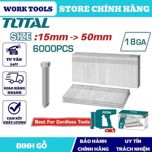 TOTAL Đinh bấm thẳng (gỗ) từ 15MM đến 50MM TAC918151/TAC918201/TAC918251/TAC918301/TAC918351/TAC918381/TAC918401/