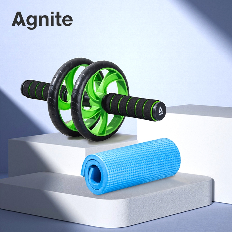Con lăn tập bụng Agnite chính hãng, dụng cụ hỗ trợ gym tại nhà tiện lợi TẶNG kèm thảm lót gối - ER010