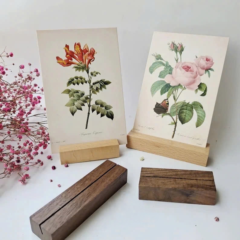 Giá Đỡ Kẹp Ảnh, Bưu Thiếp Mini Để Bàn - Gỗ Óc Chó & Gỗ Beech Decor Tối Giản (Nhiều Kích Thước)