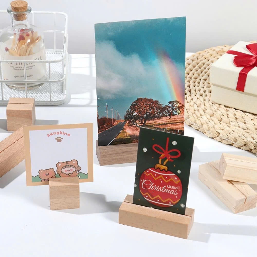 Giá Đỡ Kẹp Ảnh, Bưu Thiếp Mini Để Bàn - Gỗ Óc Chó & Gỗ Beech Decor Tối Giản (Nhiều Kích Thước)