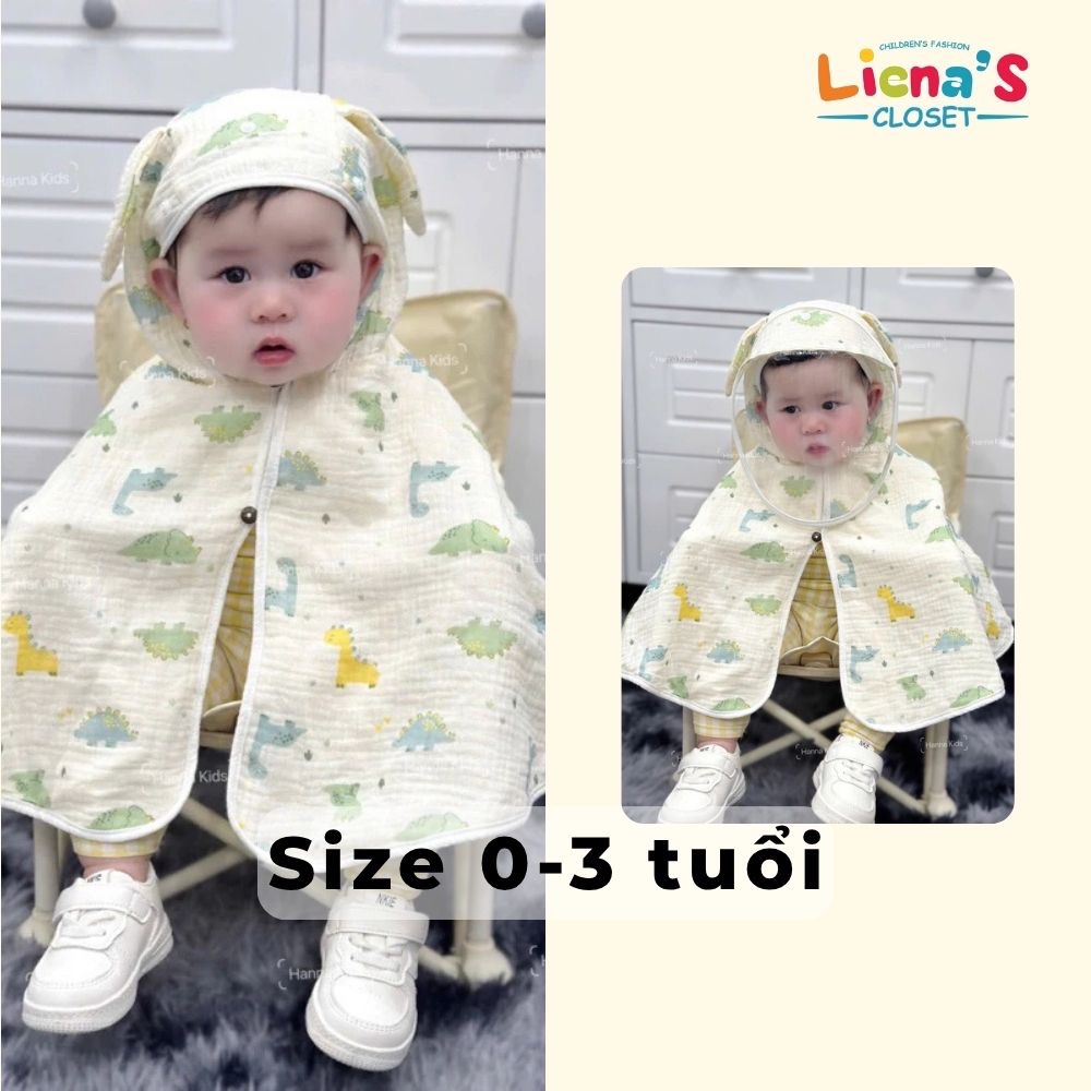 [Kèm Tấm Kính] Áo Choàng 2 Lớp Vải Gân Đũi Cao Cấp(Kèm Lớp Lót Habutai) Siêu Mềm Mịn Cho Bé 0-3T