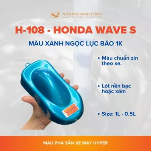 Sơn xe máy HYPER màu xanh ngọc lục bảo Honda Wave 1K (Code: H-108) - 1 Lit