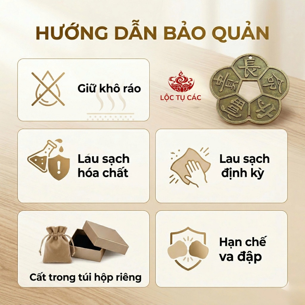 Xu hoa mai, đồng xu cổ Lộc Tụ Các phong thủy chiêu tài lộc hanh thông thuận lợi (ĐÃ THỈNH, TẶNG KÈM TÚI LỘC)