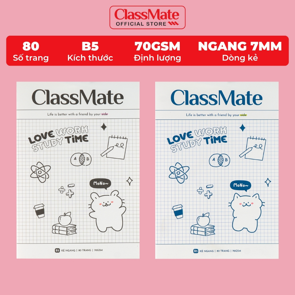 Vở Kẻ Ngang B5 Classmate Tập Sinh Viên MoNo 80 Trang, 70gsm Vở Viết Bài, Ghi Chép Cho Học Sinh Sinh Viên NB5-08-0356