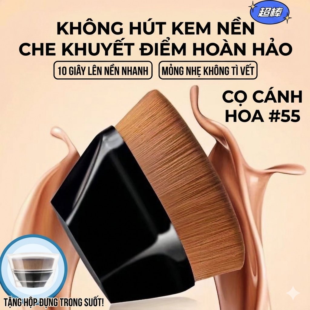 [ KÈM HỘP ] Cọ Đánh Kem Nền Đa Năng 200,000 Sợi Lông - Cọ Nền 55 Thiết Kế Nhân Trắc Học Giúp Lớp Nền Mỏng Nhẹ Tự Nhiên