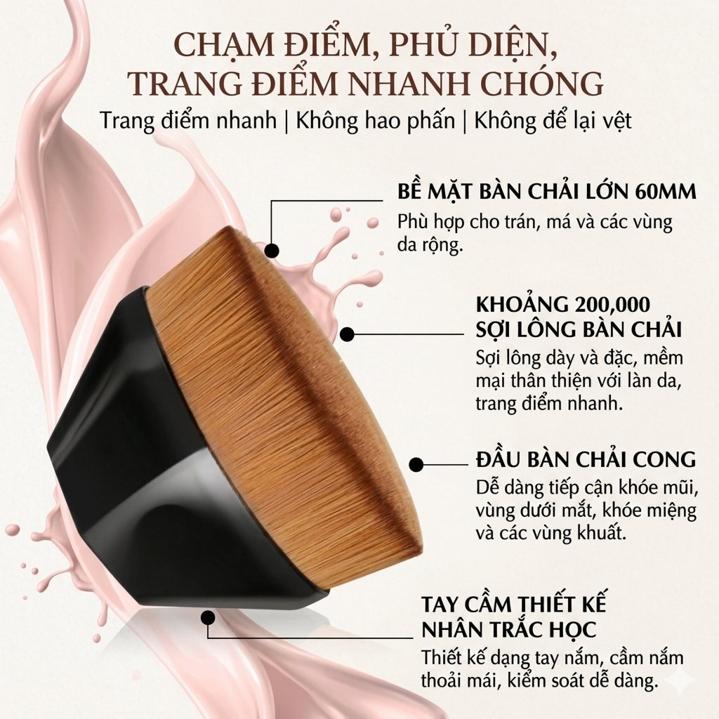 [ KÈM HỘP ] Cọ Đánh Kem Nền Đa Năng 200,000 Sợi Lông - Cọ Nền 55 Thiết Kế Nhân Trắc Học Giúp Lớp Nền Mỏng Nhẹ Tự Nhiên