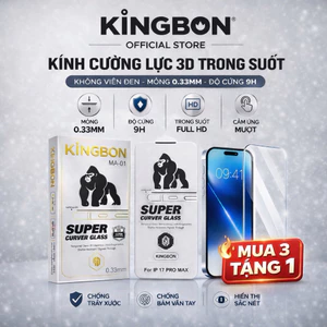 Kính Cường Lực iPhone Trong Suốt KK3D KiNGBON Không Viền Đen MA-01 cho iPhone 12 đến 17 Pro Max