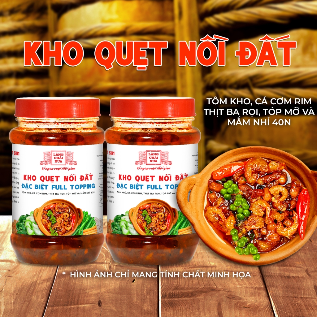 [COMBO 2 HỦ] Kho quẹt nồi đất Làng Chài Xưa 250g/hủ thơm ngon đặc biệt full topping