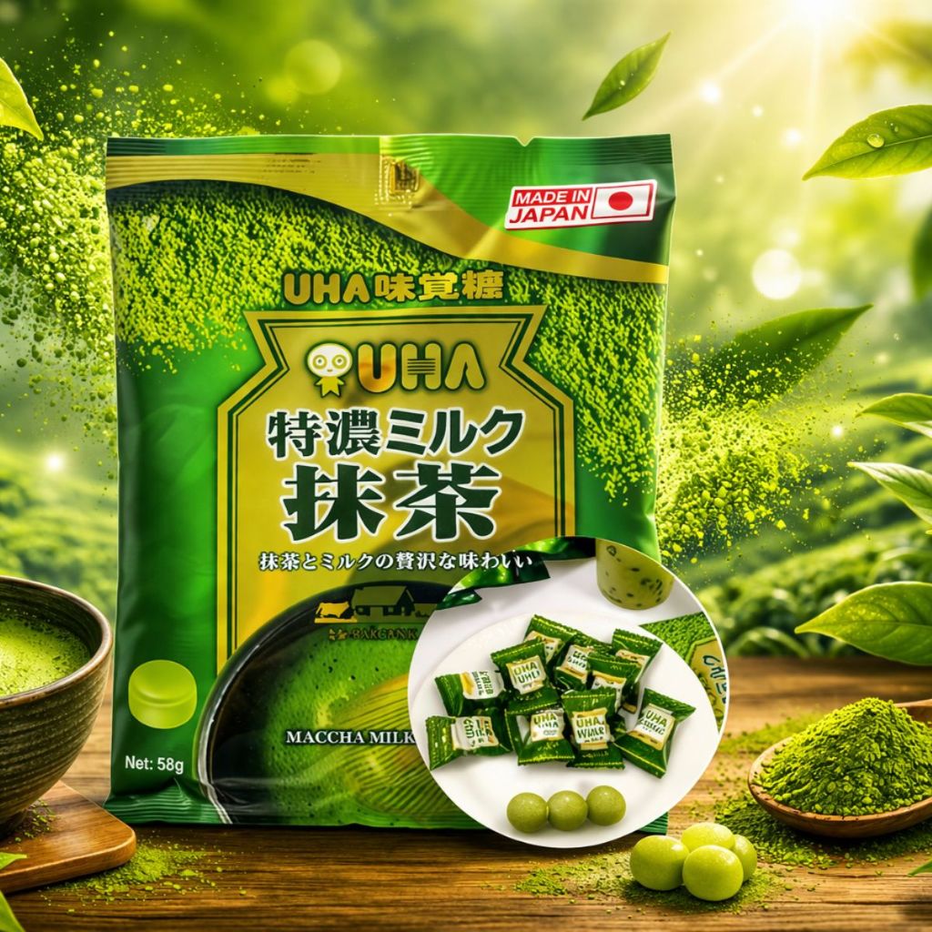 Kẹo sữa UHA vị Matcha Tokuno Nhật Bản 58g - Hàng Nội Địa Chính Hãng