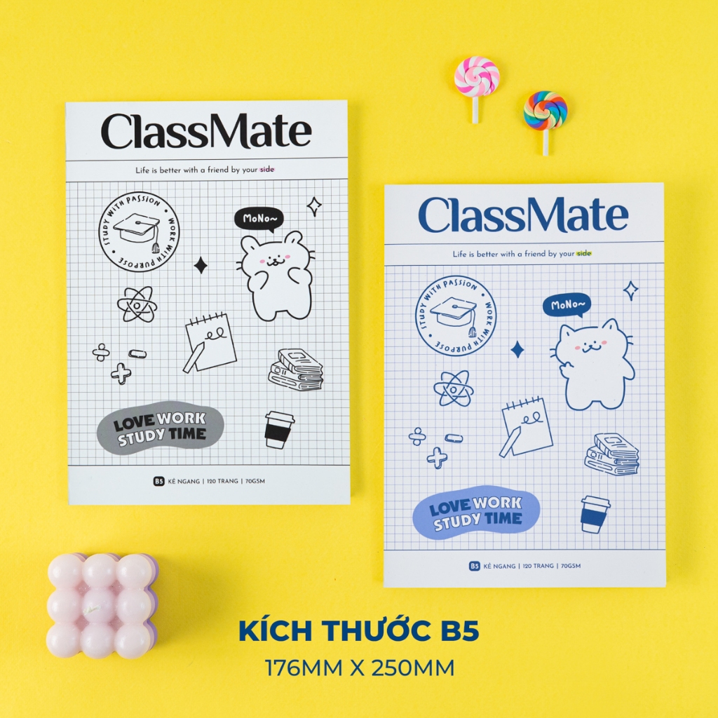 Vở Kẻ Ngang 120 Trang Classmate Vở Viết B5, 70gsm Tập Sinh Viên Bìa MoNo Chống Nước Ghi Chép, Viết Bài NB5-12-0357