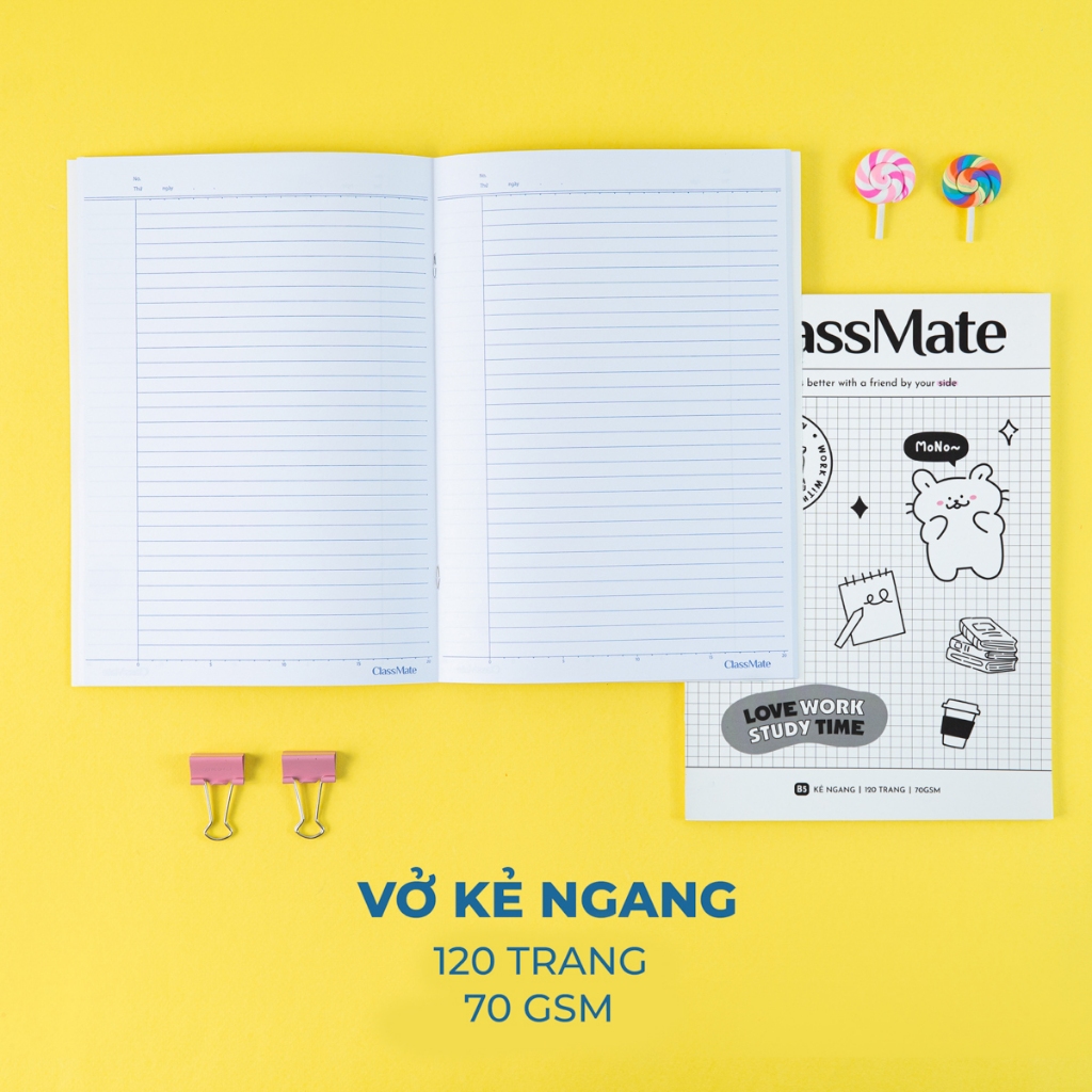 Vở Kẻ Ngang 120 Trang Classmate Vở Viết B5, 70gsm Tập Sinh Viên Bìa MoNo Chống Nước Ghi Chép, Viết Bài NB5-12-0357