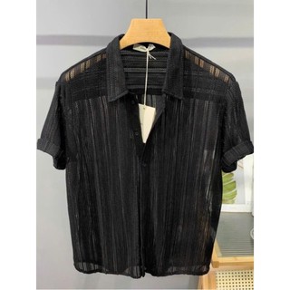 [HOT TREND] Áo Sơ Mi Nam Nữ Đi Biển Phong Cách Hàn Quốc Chất Liệu Dệt Lưới Thoáng Mát Thời Trang