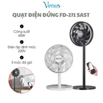 Quạt Điện Gấp Gọn FD-271 SAST ( kèm điều khiển ) - 3 Chế Độ Quạt - Tiếng Ồn Cực Thấp - Có Hẹn Giờ