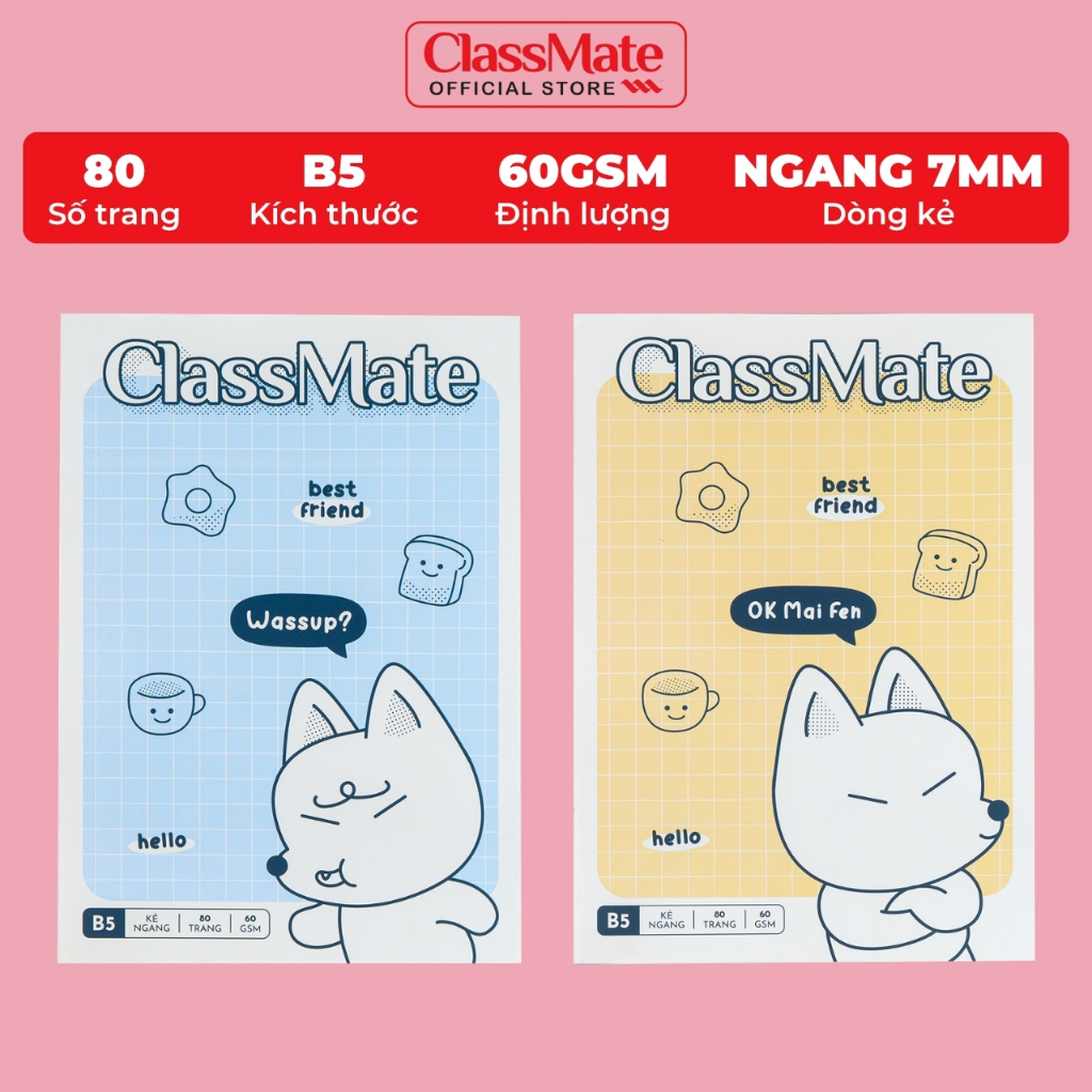 Vở Kẻ Ngang B5 Classmate Tập Sinh Viên Tiểu Cáo 80 Trang, 70gsm Vở Viết Bài, Ghi Chép Cho Học Sinh Sinh Viên NB5-08-0338