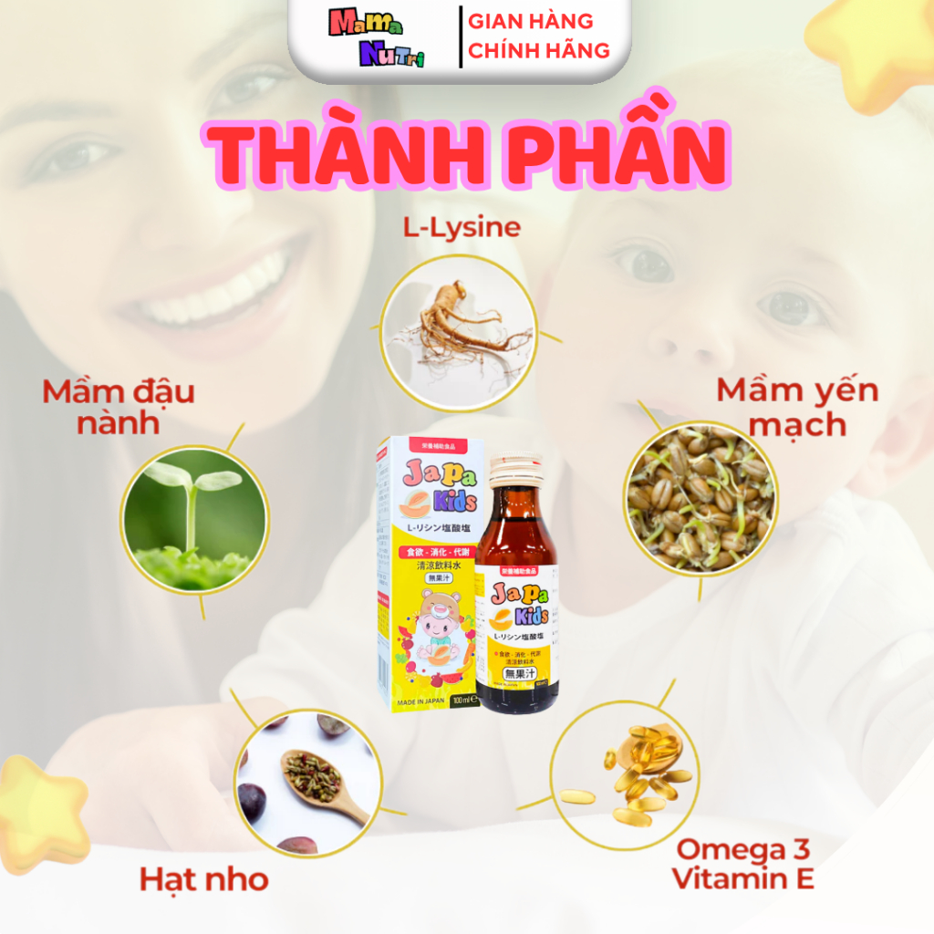 Siro JAPA KID'S Ăn Ngon Cho Bé - Chính Hãng Hỗ Trợ Bé Tăng Cân, Kích thích Ăn Ngon, Con Cao Lớn