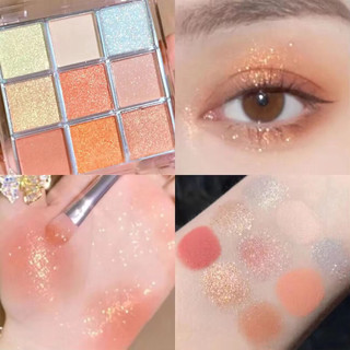 Bảng Phấn Mắt Nhũ 9 Ô Makeup Không Nước Chống Mồ Hôi