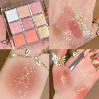 Bảng Phấn Mắt Nhũ 9 Ô Makeup Không Nước Chống Mồ Hôi