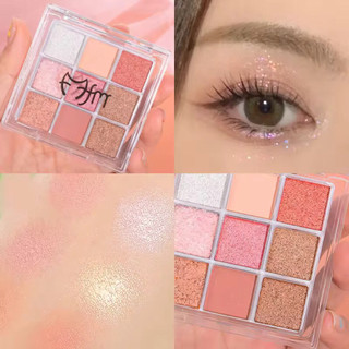 Bảng Phấn Mắt Nhũ 9 Ô Makeup Không Nước Chống Mồ Hôi