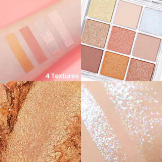 Bảng Phấn Mắt Nhũ 9 Ô Makeup Không Nước Chống Mồ Hôi