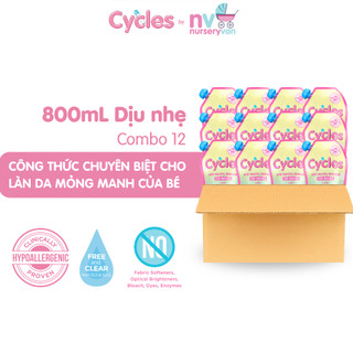 Combo 12 Túi Nước Giặt Trẻ Em Cycles 800ml – Dịu Nhẹ, Không Hóa Chất Mạnh, An Toàn Cho Bé Từ Sơ Sinh